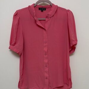 J. Crew Salmon Pink Blouse with pleated ruffles